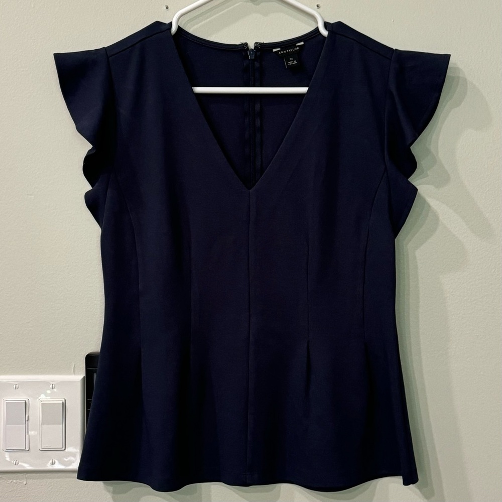 Ann Taylor Navy V-Neck Top
